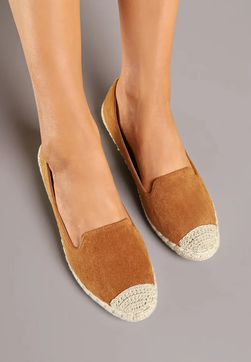 Jasnobrązowe Espadryle z Motywem Plecionki Ralomea