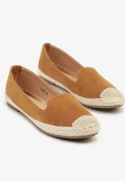 Jasnobrązowe Espadryle z Motywem Plecionki Ralomea