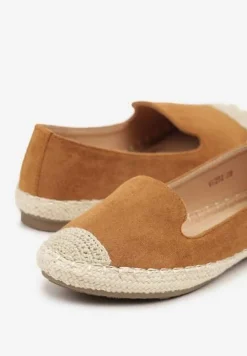 Jasnobrązowe Espadryle z Motywem Plecionki Ralomea