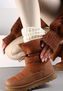 Jasnobrązowe Pikowane Śniegowce z Troczkiem Pehn