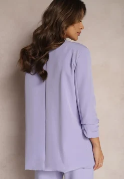 Jasnofioletowa Marynarka Niezapinana z Marszczonymi Rękawami Orolea