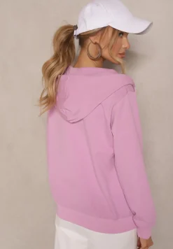 Jasnofioletowa Rozpinana Bluza z Bawełny z Kapturem Telesiela