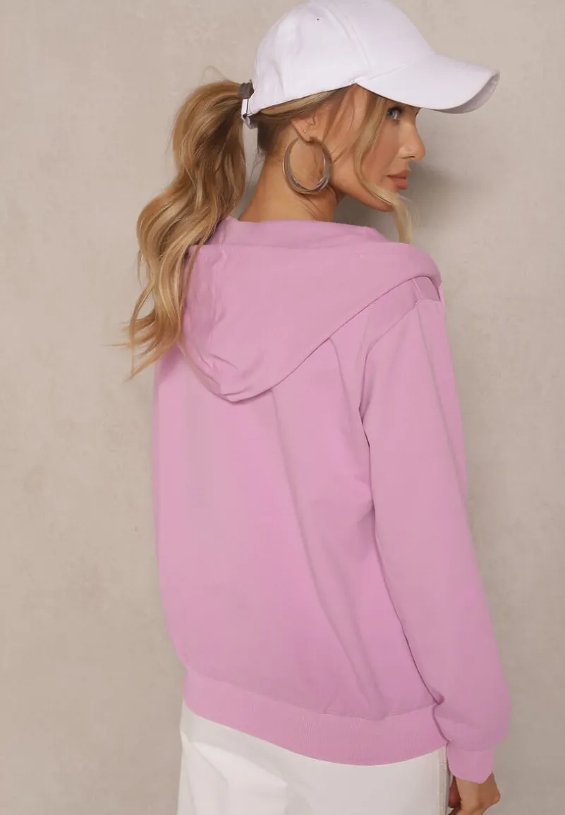 Jasnofioletowa Rozpinana Bluza z Bawełny z Kapturem Telesiela