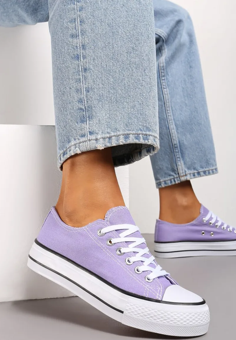 Jasnofioletowe Krótkie Trampki Sznurowane Rosasnowa