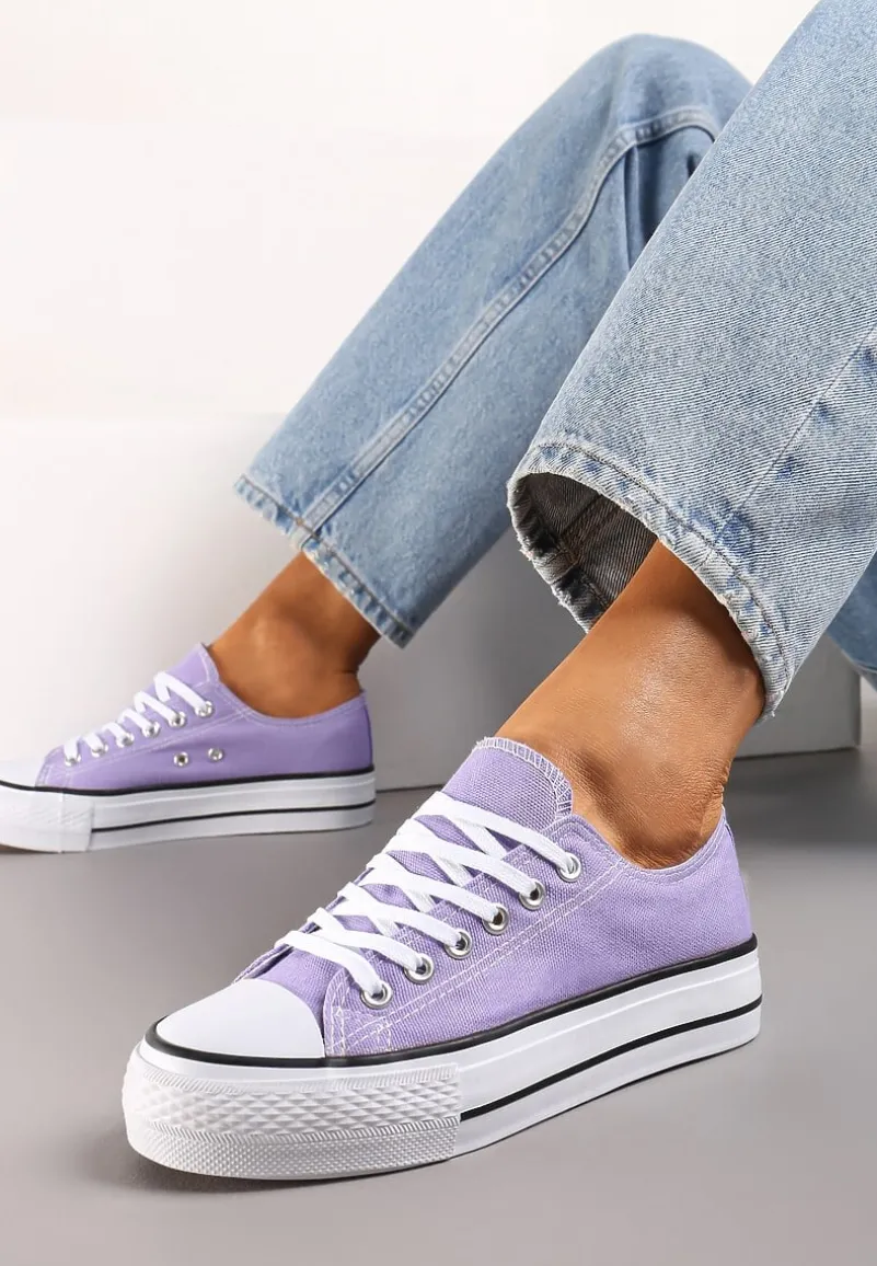 Jasnofioletowe Krótkie Trampki Sznurowane Rosasnowa