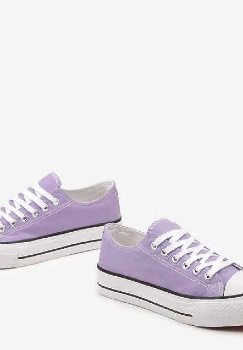 Jasnofioletowe Krótkie Trampki Sznurowane Rosasnowa