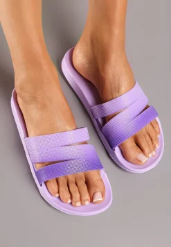 Jasnofioletowe Płaskie Piankowe Klapki Ozdobione z Przodu Brokatem Drissana