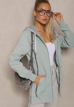 Jasnoniebieska Bluza Wyściełana Polarem z Kapturem i Kieszeniami Ivalissa