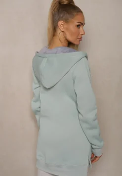 Jasnoniebieska Bluza Wyściełana Polarem z Kapturem i Kieszeniami Ivalissa