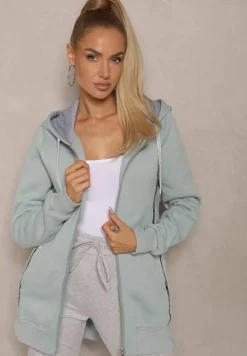 Jasnoniebieska Bluza Wyściełana Polarem z Kapturem i Kieszeniami Ivalissa