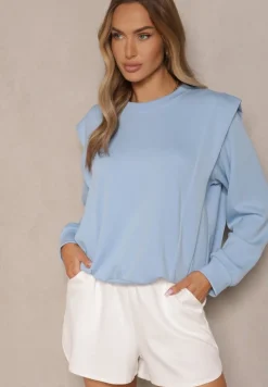 Jasnoniebieska Bluza z Wiskozą z Szerokimi Ramionami Alioris