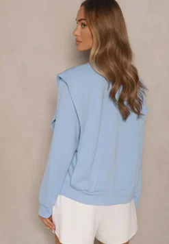 Jasnoniebieska Bluza z Wiskozą z Szerokimi Ramionami Alioris