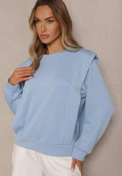 Jasnoniebieska Bluza z Wiskozą z Szerokimi Ramionami Alioris