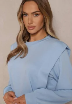 Jasnoniebieska Bluza z Wiskozą z Szerokimi Ramionami Alioris