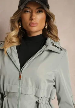 Jasnoniebieska Kurtka Parka z Odpinanym Kapturem i Troczkiem w Talii Labiana