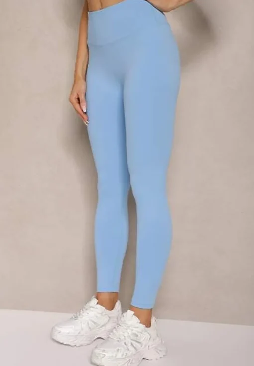 Jasnoniebieski Komplet Sportowy Legginsy i Bluza z Wycięciem na Kciuk Redarose