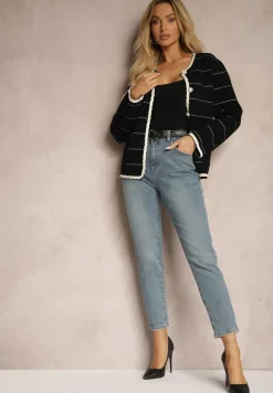 Jasnoniebieskie Bawełniane Jeansy High Waist Irillis