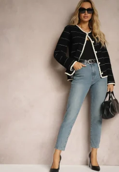 Jasnoniebieskie Bawełniane Jeansy High Waist Irillis