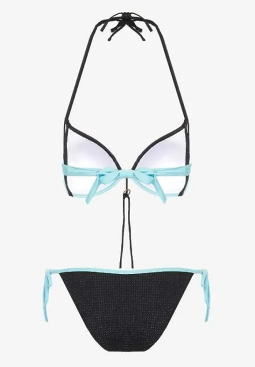 Jasnoniebieskie Bikini Dwuczęściowe Wiązany Biustonosz i Figi ze Sznurkami Lutella