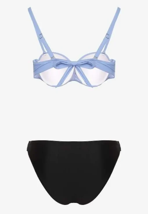 Jasnoniebieskie Bikini Majtki Figi i Biustonosz z Marszczeniem Sepiana