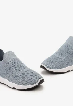 Jasnoniebieskie Buty Sportowe na Płaskiej Podeszwie z Elastyczną Cholewką Urselith