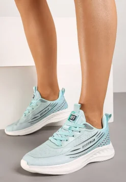 Jasnoniebieskie Casualowe Buty Sportowe Sneakersy na Tłoczonej Płaskiej Podeszwie Moavette