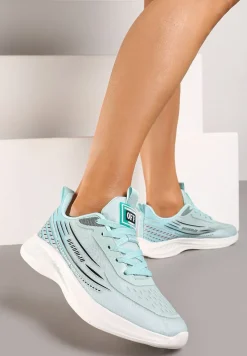 Jasnoniebieskie Casualowe Buty Sportowe Sneakersy na Tłoczonej Płaskiej Podeszwie Moavette