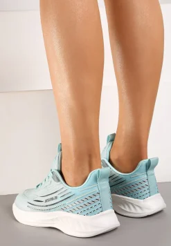 Jasnoniebieskie Casualowe Buty Sportowe Sneakersy na Tłoczonej Płaskiej Podeszwie Moavette