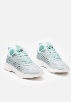 Jasnoniebieskie Casualowe Buty Sportowe Sneakersy na Tłoczonej Płaskiej Podeszwie Moavette