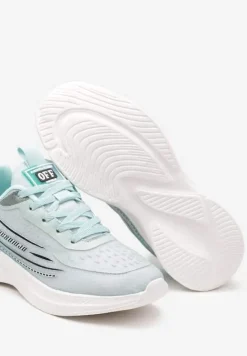 Jasnoniebieskie Casualowe Buty Sportowe Sneakersy na Tłoczonej Płaskiej Podeszwie Moavette