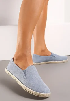 Jasnoniebieskie Casualowe Tenisówki na Płaskiej Plecionej Podeszwie Iramoon