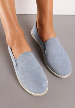 Jasnoniebieskie Casualowe Tenisówki na Płaskiej Plecionej Podeszwie Iramoon