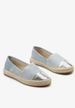 Jasnoniebieskie Espadryle z Ozdobnym Noskiem na Plecionej Podeszwie Effiel