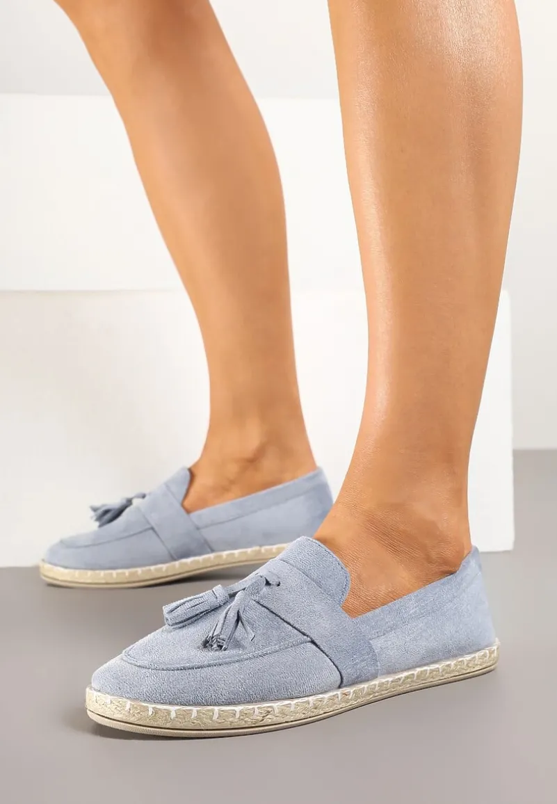 Jasnoniebieskie Espadryle przed Kostkę z Ozdobnymi Chwostami Marilsa