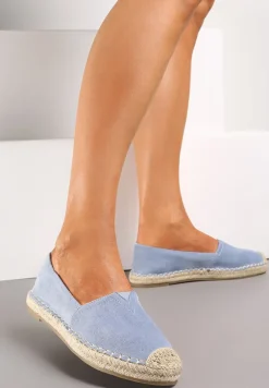 Jasnoniebieskie Espadryle na Płaskiej Jutowej Podeszwie Lenarssa