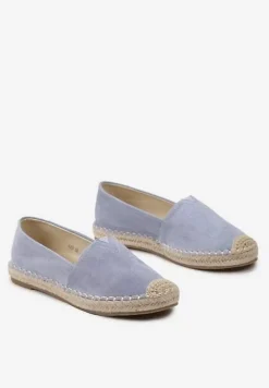 Jasnoniebieskie Espadryle na Płaskiej Jutowej Podeszwie Lenarssa