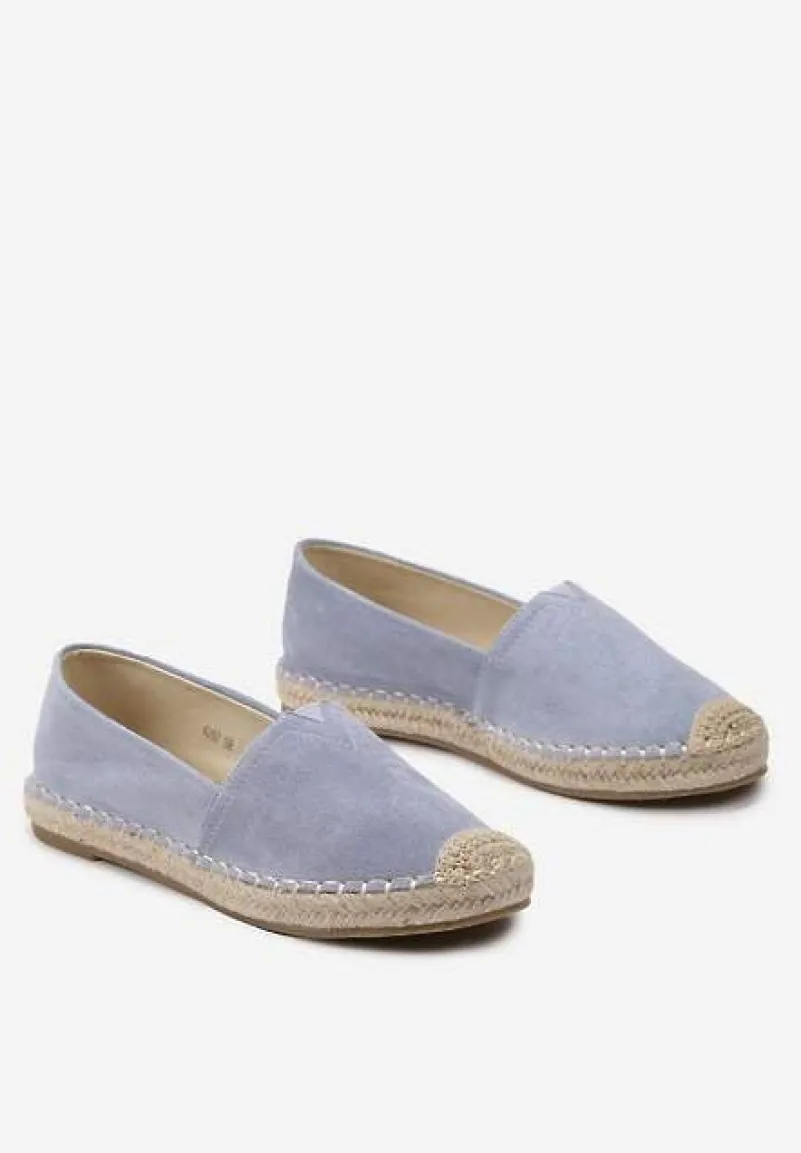 Jasnoniebieskie Espadryle na Płaskiej Jutowej Podeszwie Lenarssa