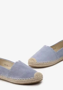 Jasnoniebieskie Espadryle na Płaskiej Jutowej Podeszwie Lenarssa