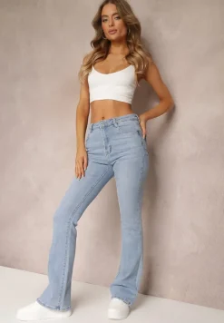 Jasnoniebieskie Jeansy Dzwony High Waist Briris