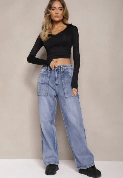 Jasnoniebieskie Jeansy High Waist o Kroju Palazzo z Szerokimi Nogawkami Xavina