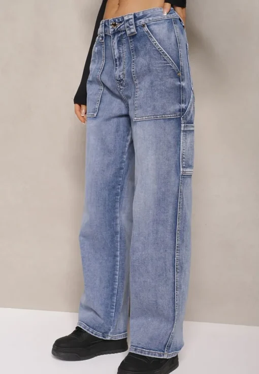 Jasnoniebieskie Jeansy High Waist o Kroju Palazzo z Szerokimi Nogawkami Xavina