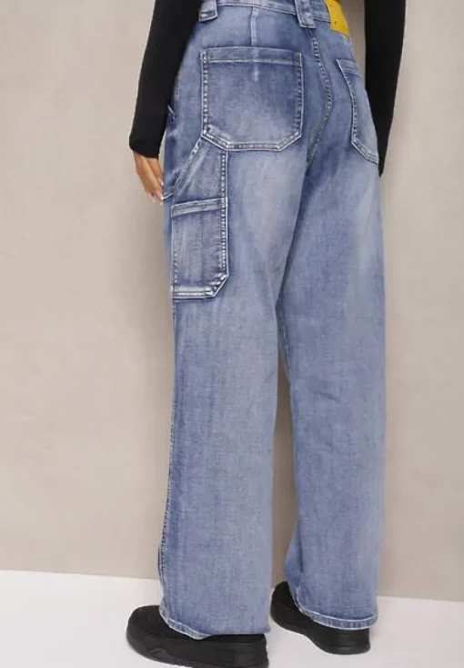 Jasnoniebieskie Jeansy High Waist o Kroju Palazzo z Szerokimi Nogawkami Xavina