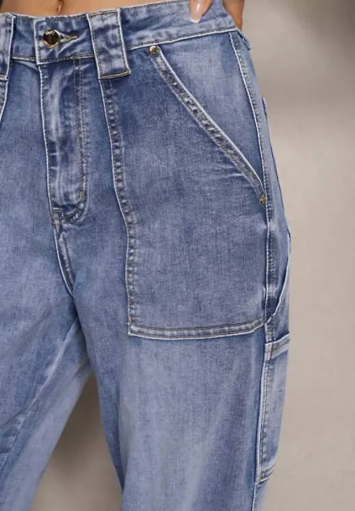 Jasnoniebieskie Jeansy High Waist o Kroju Palazzo z Szerokimi Nogawkami Xavina