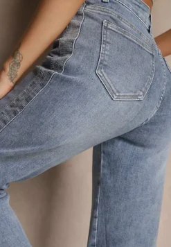 Jasnoniebieskie Jeansy High Waist o Szerokim Kroju Ulanira