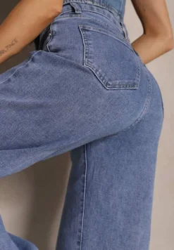 Jasnoniebieskie Jeansy High Waist z Szeroką Nogawką Nadell