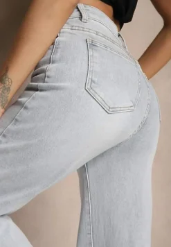 Jasnoniebieskie Jeansy High Waist o Szerokim Kroju w Klasycznym Stylu Sesalitia