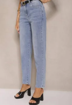 Jasnoniebieskie Jeansy Mom Fit Regular Waist Galaviela