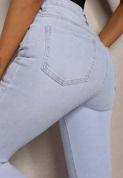 Jasnoniebieskie Jeansy o Kroju Dzwonów z Bawełny High Waist Navialas