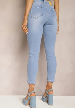 Jasnoniebieskie Jeansy o Dopasowanym Fasonie Skinny Galeth