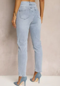 Jasnoniebieskie Jeansy Skinny bez Zdobień Riozena